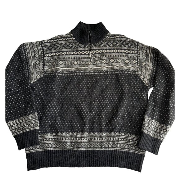 VTG GAP Unisex Sweater 2X Shetland Wool Fair Isle Mock Neck Collar - Picture 1 of 5